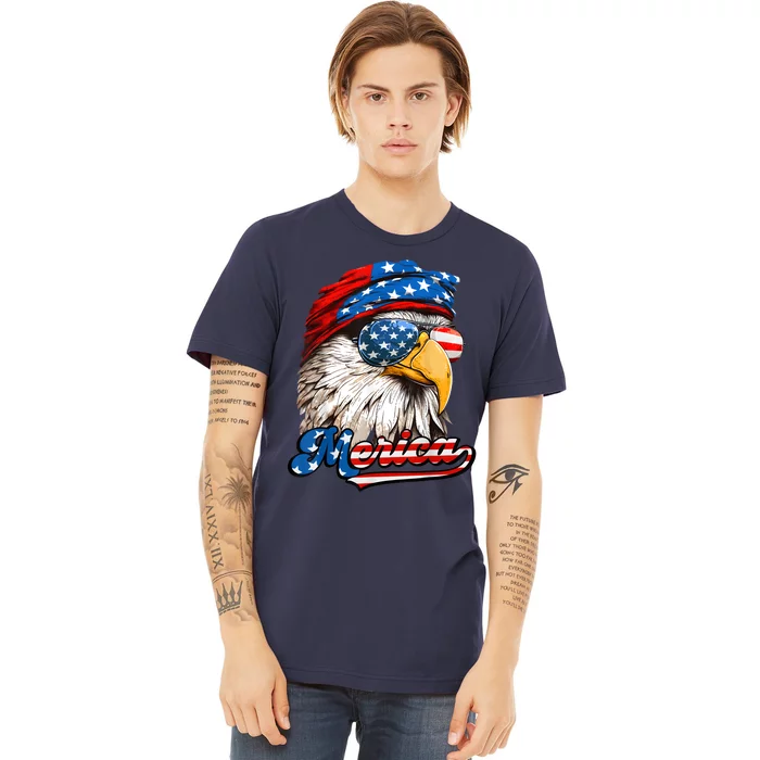 Merica Patriotic Eagle USA American Flag 4th Of July Premium T-Shirt