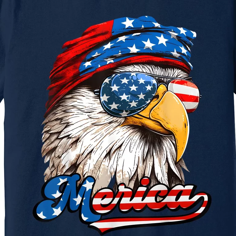 Merica Patriotic Eagle USA American Flag 4th Of July Premium T-Shirt