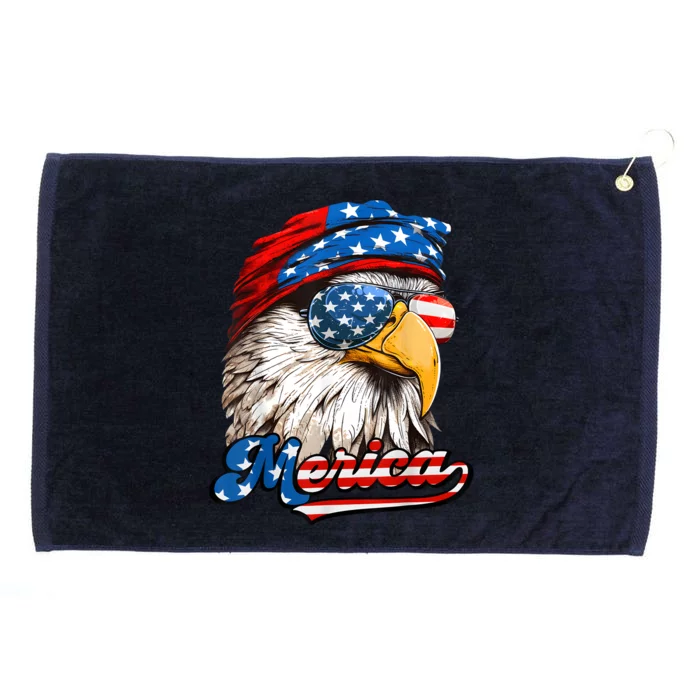 Merica Patriotic Eagle USA American Flag 4th Of July Grommeted Golf Towel