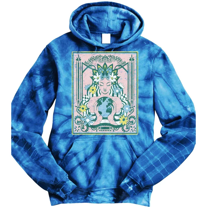 Mother Planet Earth Day Nature Vintage Art Nouveau Hippie Gift Tie Dye Hoodie