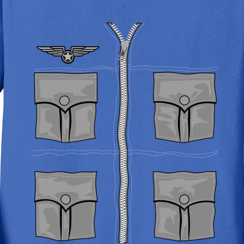 Military Pilot Fighter Halloween Costume Quick Flying Gift Kids Long Sleeve Shirt