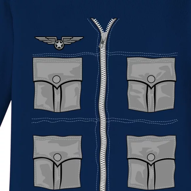 Military Pilot Fighter Halloween Costume Quick Flying Gift Baby Long Sleeve Bodysuit