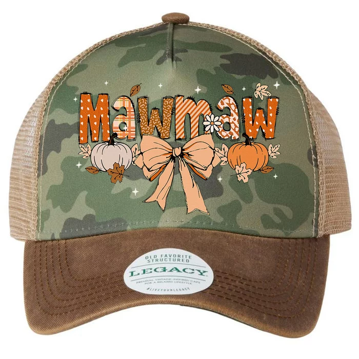 Mawmaw Pumpkin Fall Coquette Bow Thanksgiving Mom Legacy Tie Dye Trucker Hat