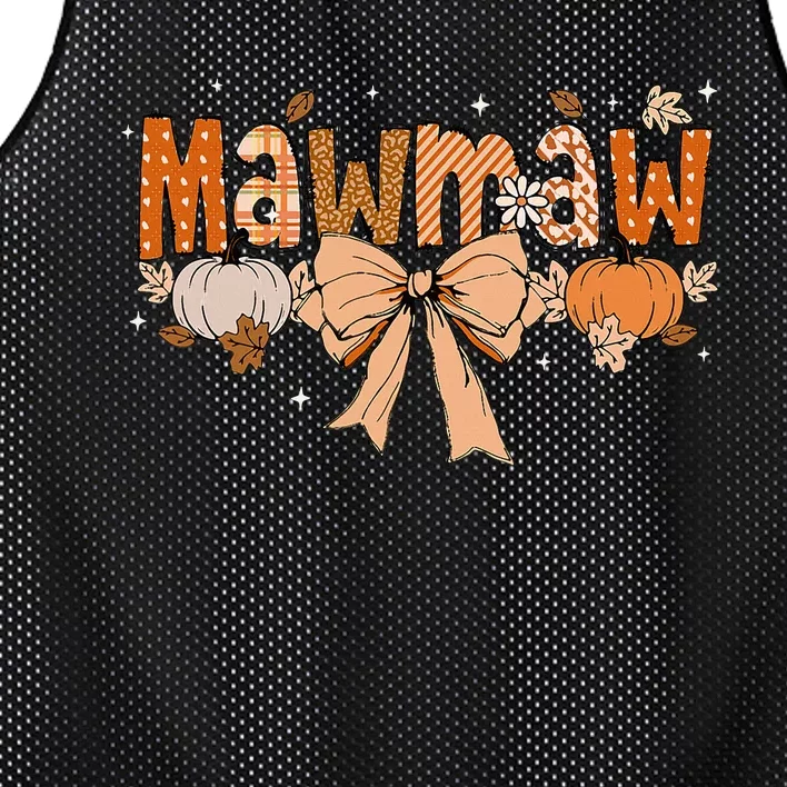 Mawmaw Pumpkin Fall Coquette Bow Thanksgiving Mom Mesh Reversible Basketball Jersey Tank