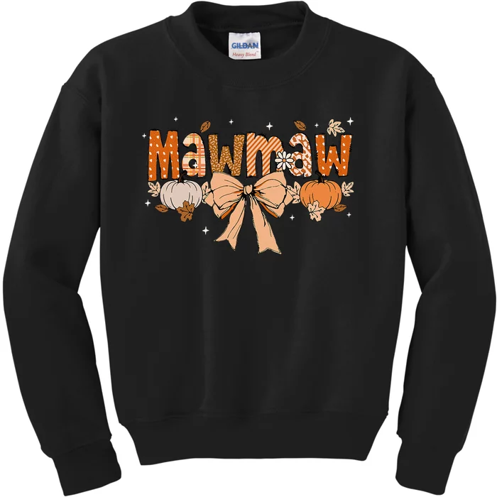 Mawmaw Pumpkin Fall Coquette Bow Thanksgiving Mom Kids Sweatshirt