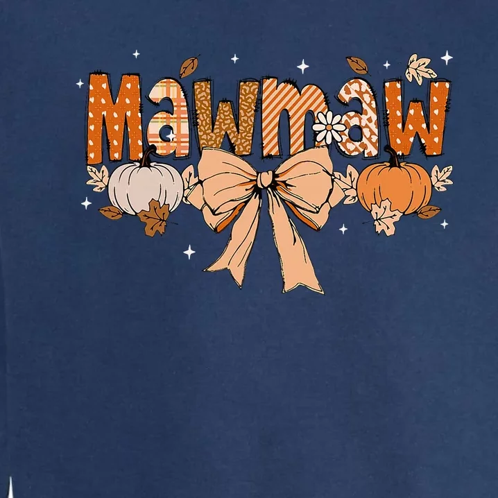 Mawmaw Pumpkin Fall Coquette Bow Thanksgiving Mom Garment-Dyed Sweatshirt