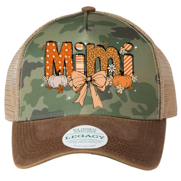 Mimi Pumpkin Fall Coquette Bow Thanksgiving Mom Legacy Tie Dye Trucker Hat