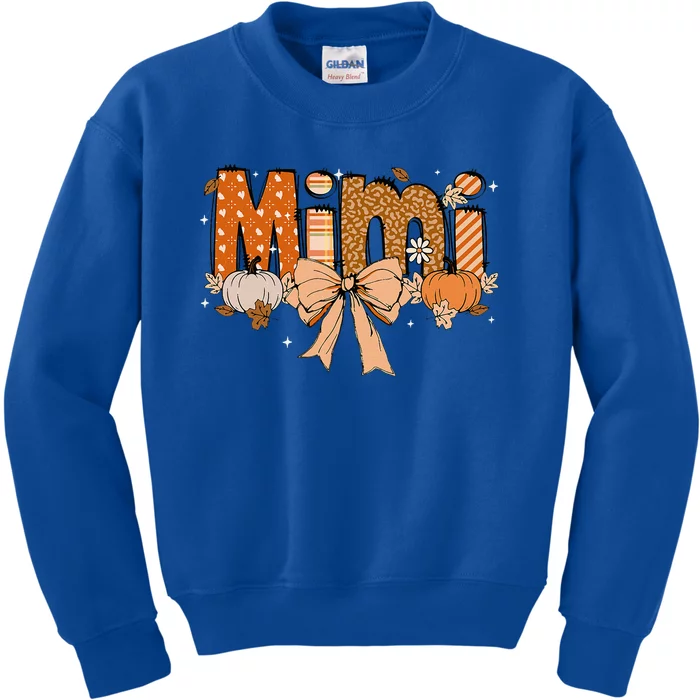 Mimi Pumpkin Fall Coquette Bow Thanksgiving Mom Kids Sweatshirt