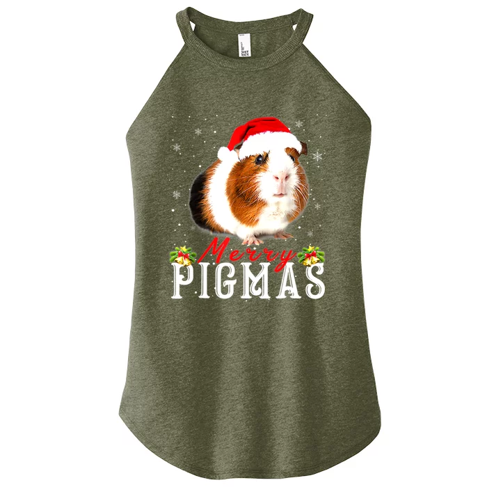 Merry Pigmas Face Mask Funny Guinea Pig Christmas Santa Xmas Women’s Perfect Tri Rocker Tank