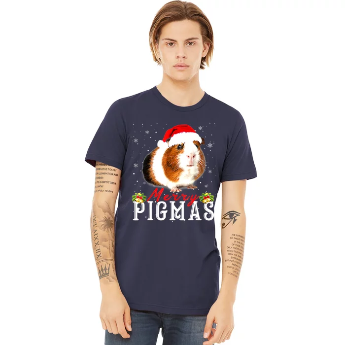 Merry Pigmas Face Mask Funny Guinea Pig Christmas Santa Xmas Premium T-Shirt