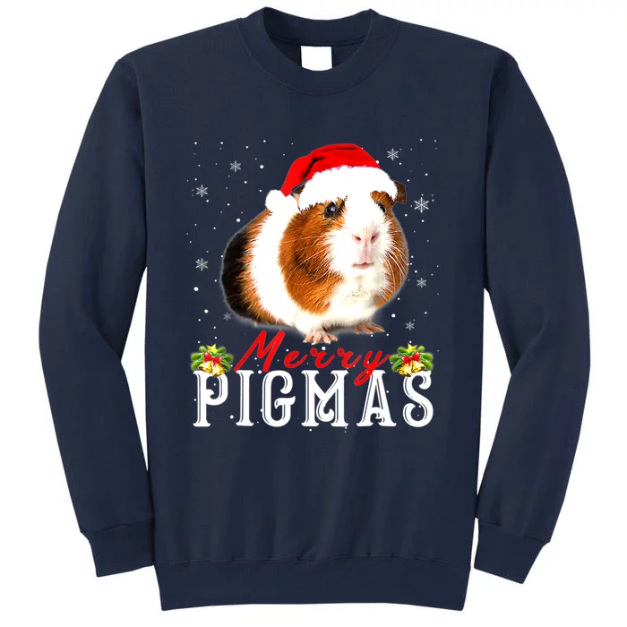 Merry Pigmas Face Mask Funny Guinea Pig Christmas Santa Xmas Tall Sweatshirt