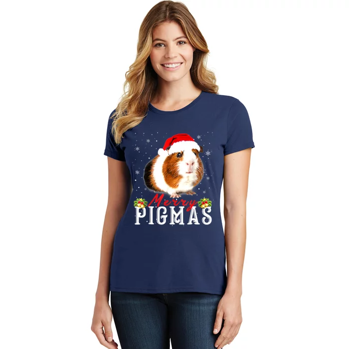 Merry Pigmas Face Mask Funny Guinea Pig Christmas Santa Xmas Women's T-Shirt