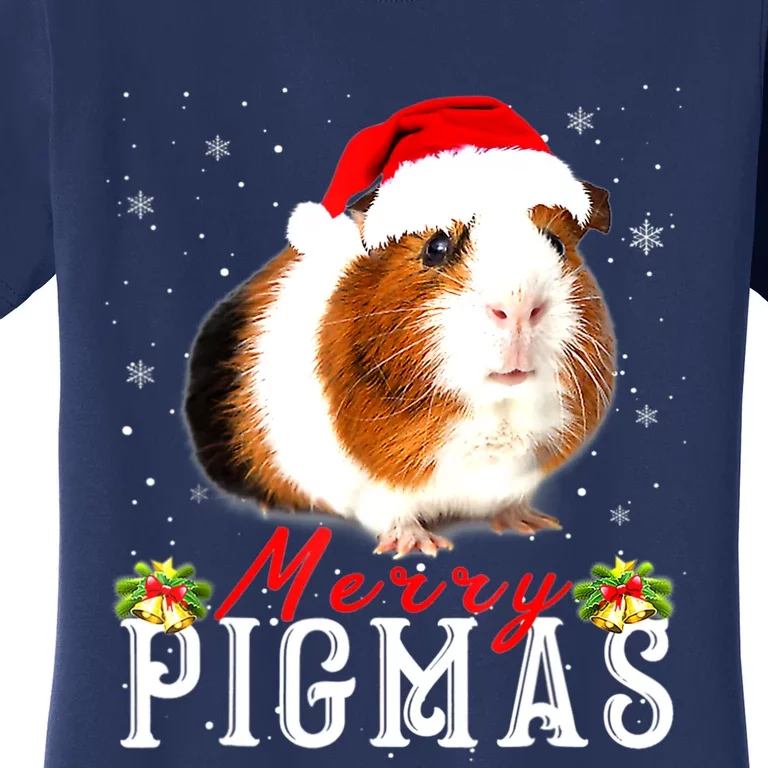 Merry Pigmas Face Mask Funny Guinea Pig Christmas Santa Xmas Women's T-Shirt