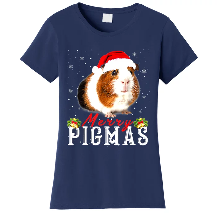 Merry Pigmas Face Mask Funny Guinea Pig Christmas Santa Xmas Women's T-Shirt