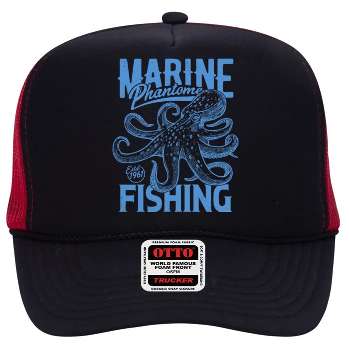 Marine Phantome Fishing High Crown Mesh Trucker Hat