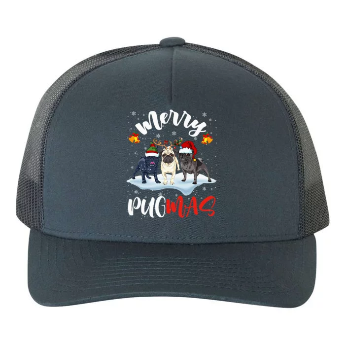 Merry Pugmas Funny Santa Reindeer Elf Pug Dog Christmas Yupoong Adult 5-Panel Trucker Hat