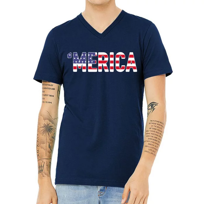 'Merica Patriotic Flag USA United States America Novelty V-Neck T-Shirt