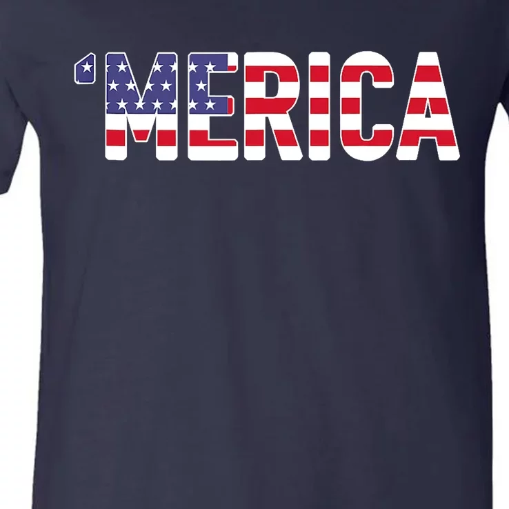 'Merica Patriotic Flag USA United States America Novelty V-Neck T-Shirt