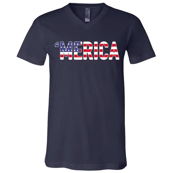 'Merica Patriotic Flag USA United States America Novelty V-Neck T-Shirt