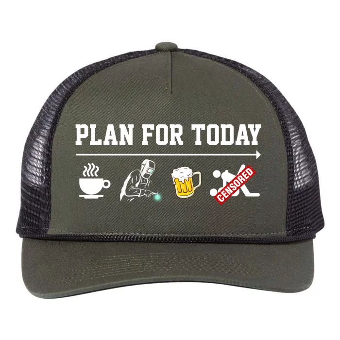 Men Plan For The Day Gift Great Funny Welding Humor Welder Love Cool Gift Retro Rope Trucker Hat Cap