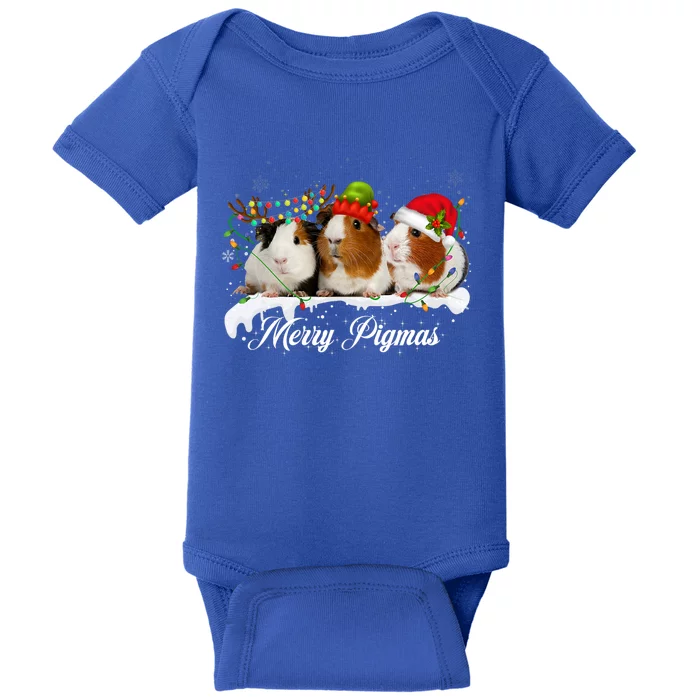 Merry Pigmas Funny Christmas Tree Xmas Light Guinea Pig Gift Baby Bodysuit