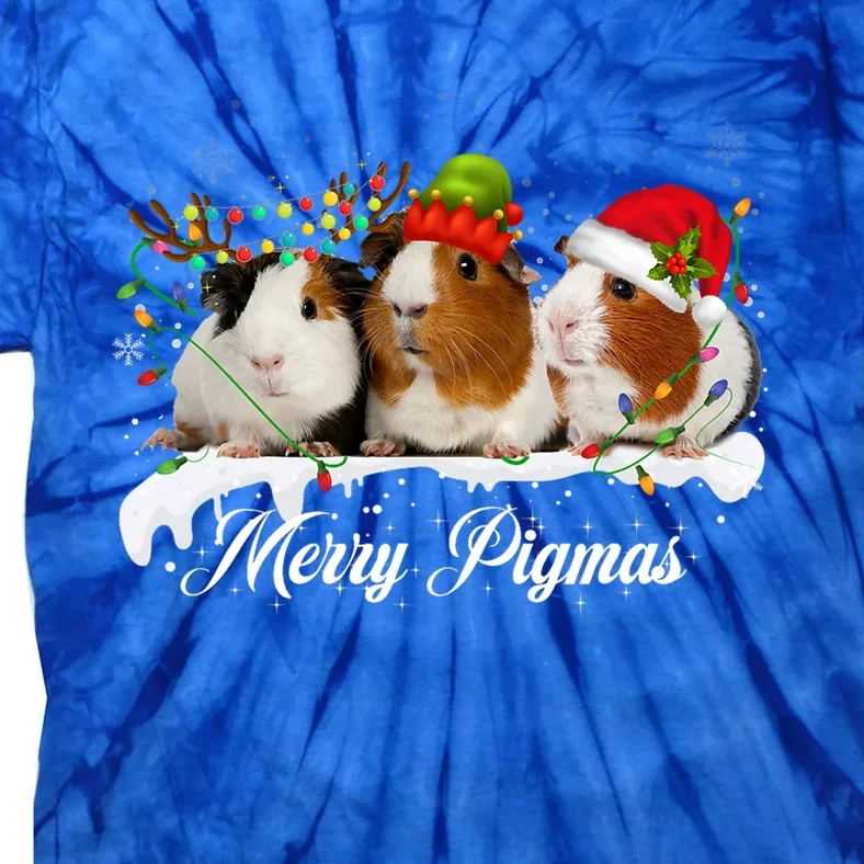 Merry Pigmas Funny Christmas Tree Xmas Light Guinea Pig Gift Tie-Dye T-Shirt