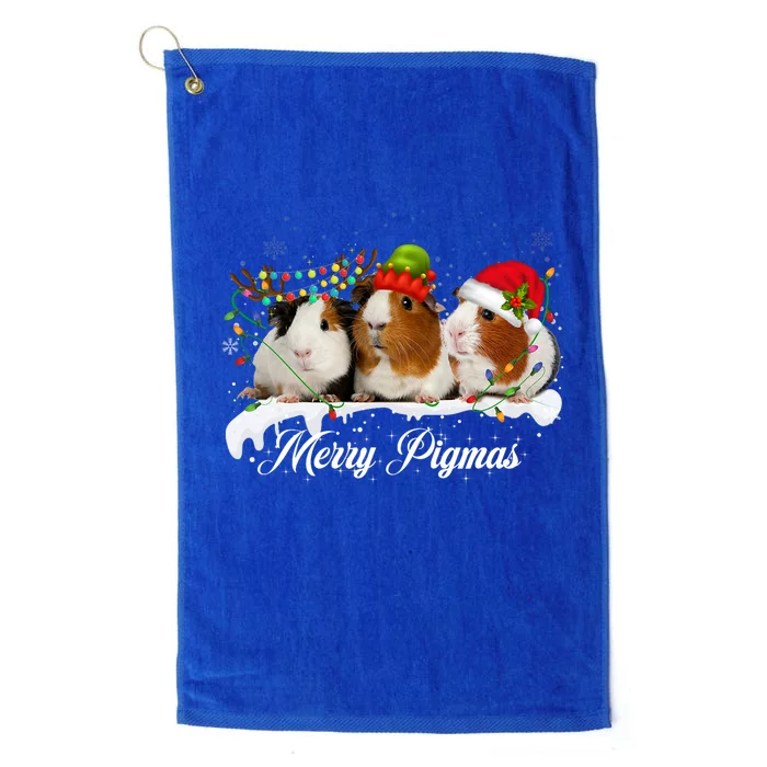 Merry Pigmas Funny Christmas Tree Xmas Light Guinea Pig Gift Platinum Collection Golf Towel