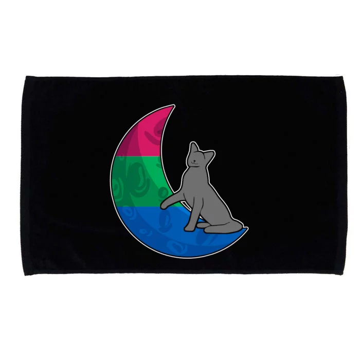 Moon Polysexual Flag Cat Lgbtq Safe Space Gay Pride Ally Bi Gift Microfiber Hand Towel