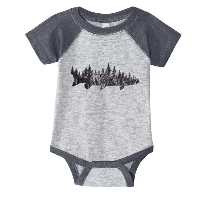 Musky Pine Forest Treeline Outdoor Fishing Angler Infant Baby Jersey Bodysuit