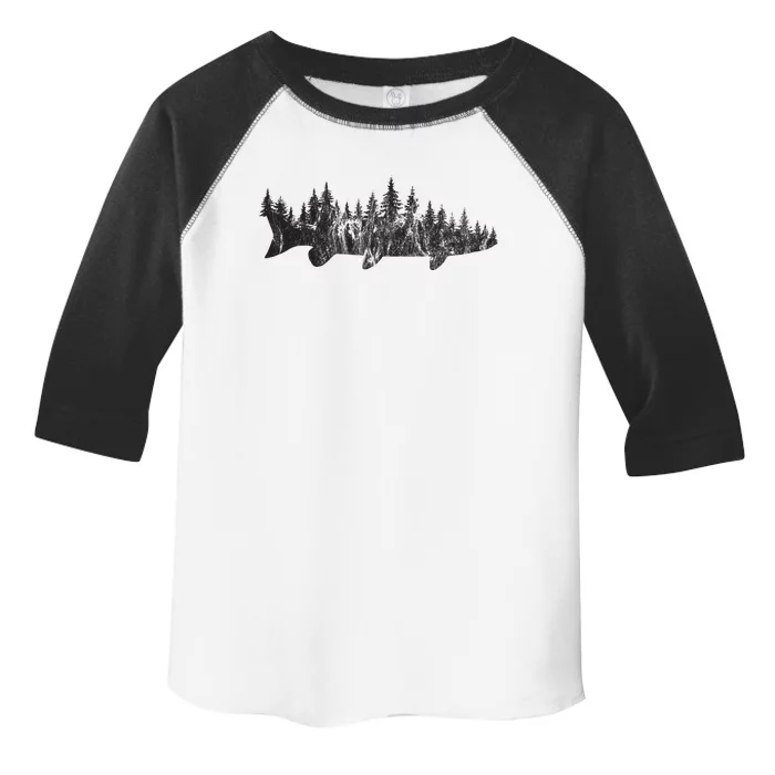 Musky Pine Forest Treeline Outdoor Fishing Angler Toddler Fine Jersey T-Shirt