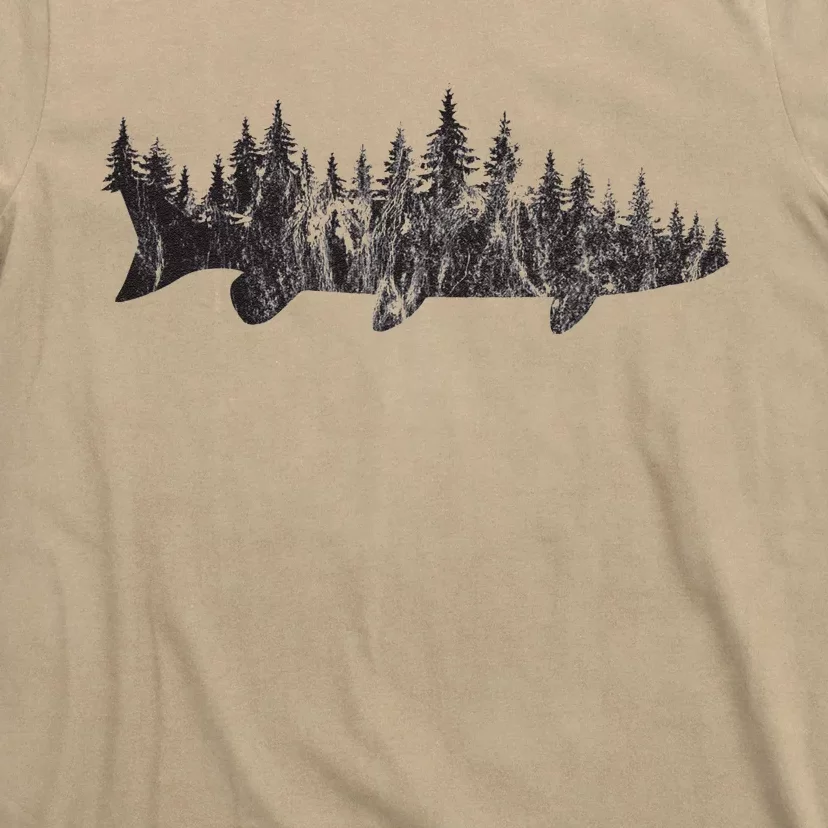 Musky Pine Forest Treeline Outdoor Fishing Angler T-Shirt