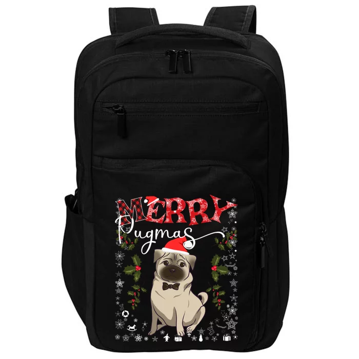 Merry Pugmas Funny Dog Lover Santa Pug Family Christmas Great Gift Impact Tech Backpack