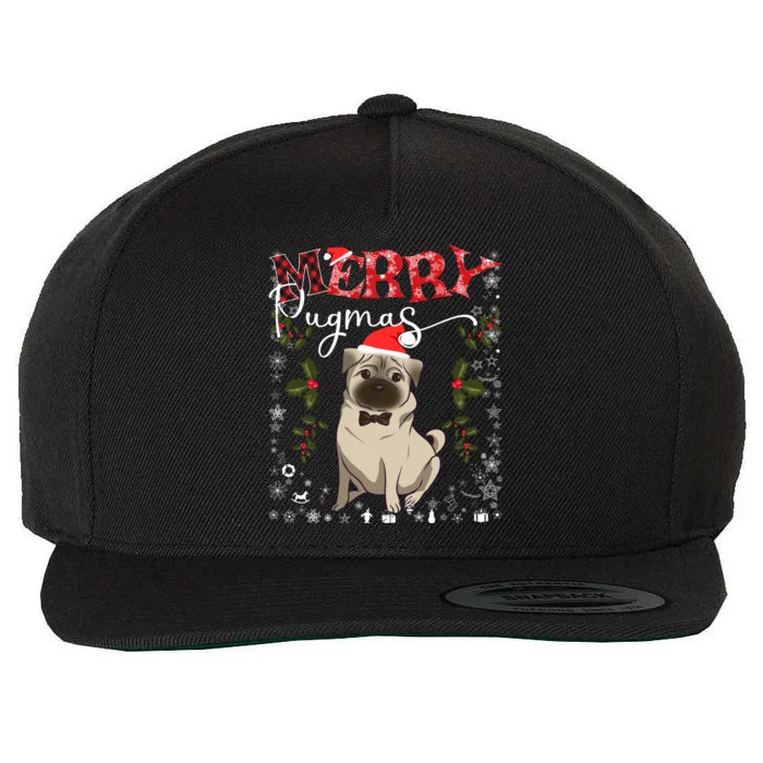 Merry Pugmas Funny Dog Lover Santa Pug Family Christmas Great Gift Wool Snapback Cap