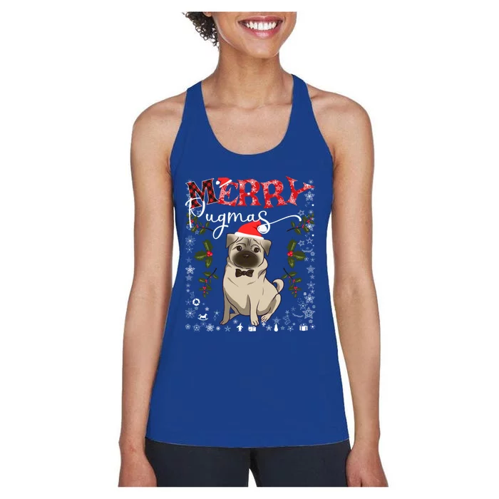 Merry Pugmas Funny Dog Lover Santa Pug Family Christmas Great Gift Women's Racerback Tank