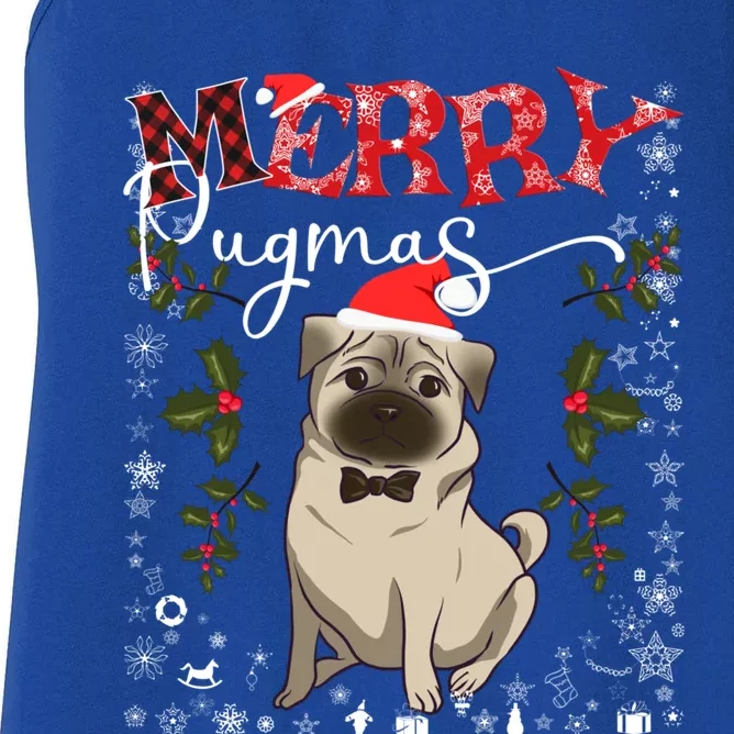 Merry Pugmas Funny Dog Lover Santa Pug Family Christmas Great Gift Women's Racerback Tank