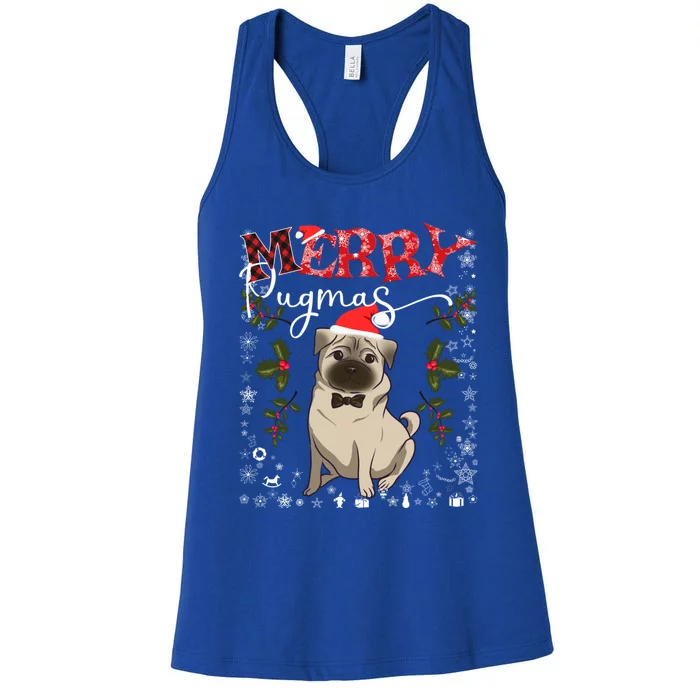 Merry Pugmas Funny Dog Lover Santa Pug Family Christmas Great Gift Women's Racerback Tank