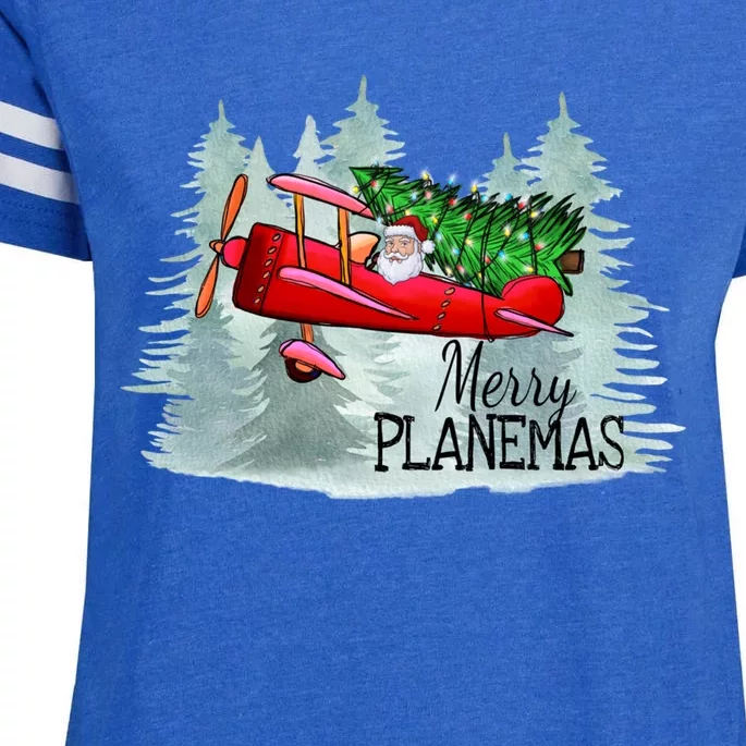 Merry Planemas Funny Pilot Airplane Christmas Meaningful Gift Captain Gift Enza Ladies Jersey Football T-Shirt