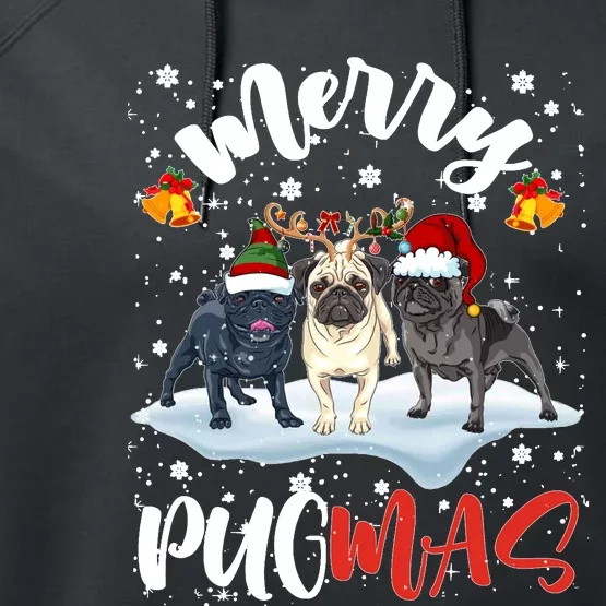 Merry Pugmas Funny Santa Reindeer Elf Pug Dog Christmas Sweatshirt Performance Fleece Hoodie