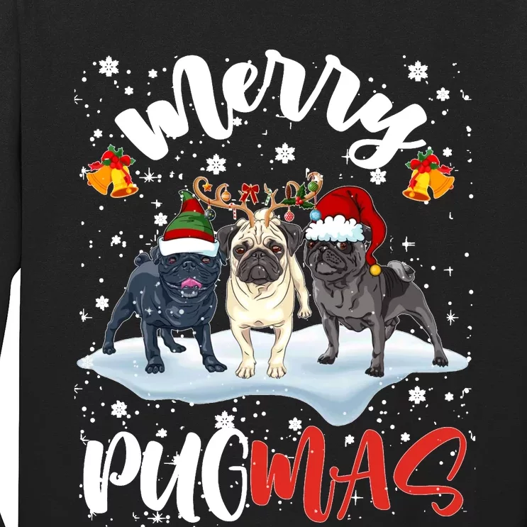 Merry Pugmas Funny Santa Reindeer Elf Pug Dog Christmas Sweatshirt Long Sleeve Shirt