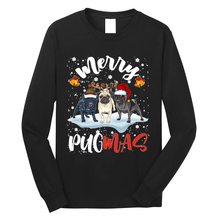 Merry Pugmas Funny Santa Reindeer Elf Pug Dog Christmas Sweatshirt Long Sleeve Shirt