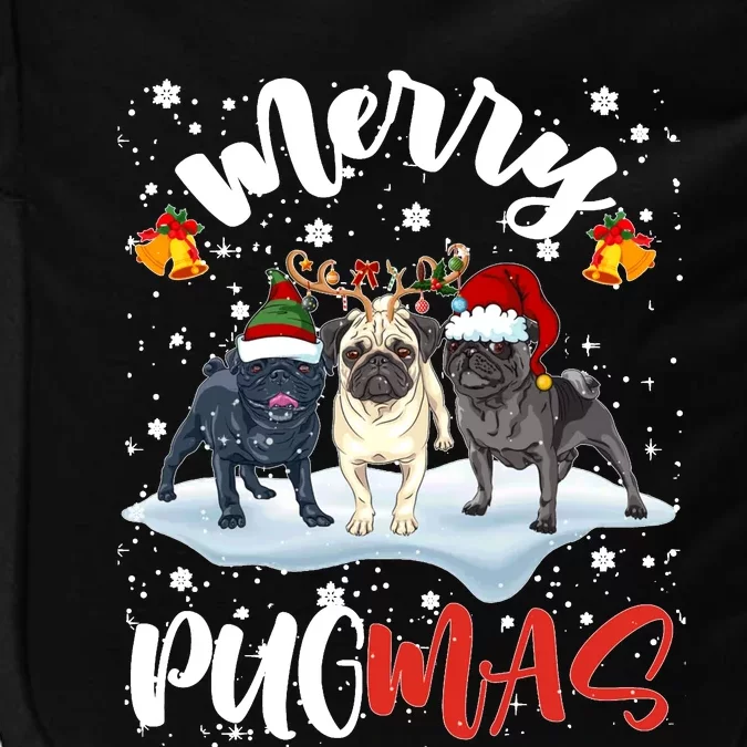 Merry Pugmas Funny Santa Reindeer Elf Pug Dog Christmas Sweatshirt Impact Tech Backpack