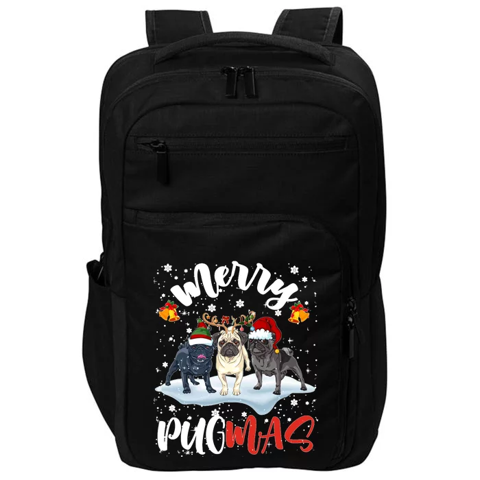 Merry Pugmas Funny Santa Reindeer Elf Pug Dog Christmas Sweatshirt Impact Tech Backpack