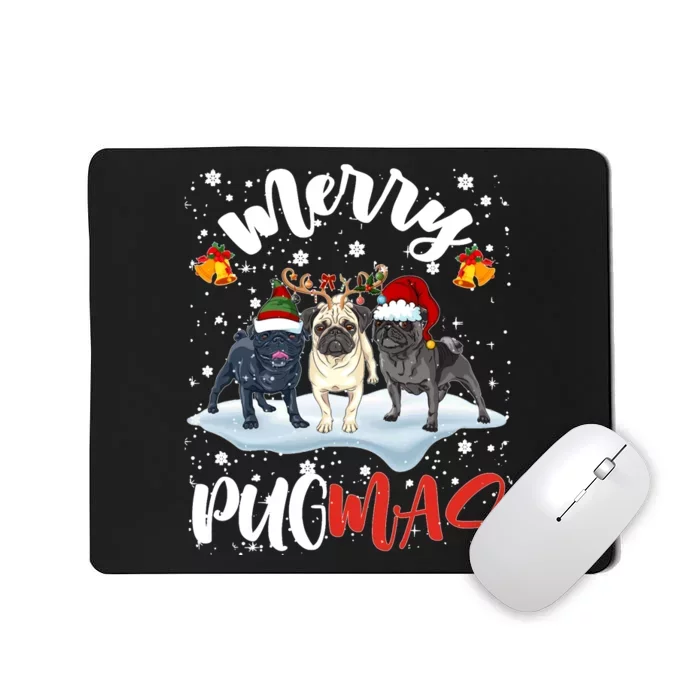 Merry Pugmas Funny Santa Reindeer Elf Pug Dog Christmas Sweatshirt Mousepad