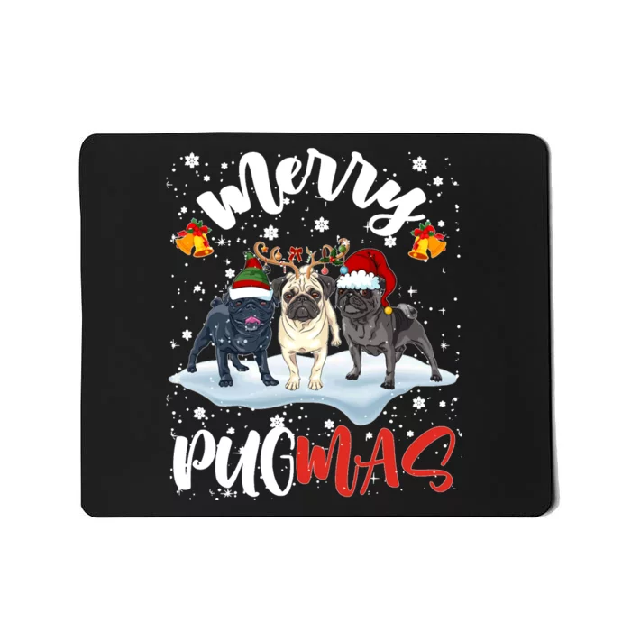 Merry Pugmas Funny Santa Reindeer Elf Pug Dog Christmas Sweatshirt Mousepad