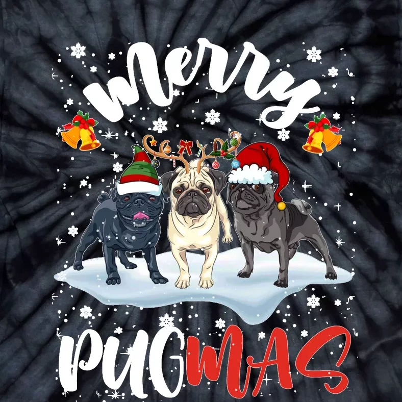 Merry Pugmas Funny Santa Reindeer Elf Pug Dog Christmas Sweatshirt Tie-Dye T-Shirt