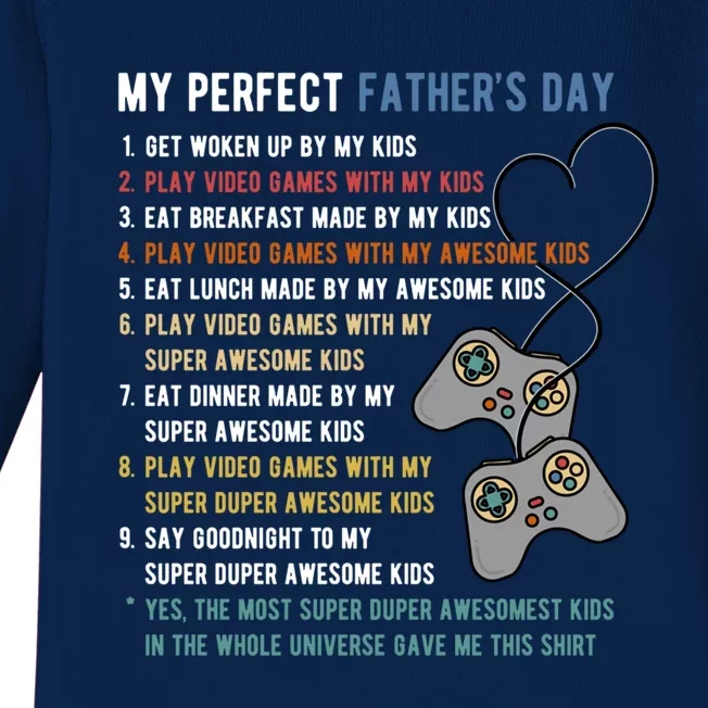 My Perfect Fathers Day Gamer Dad Gift Baby Long Sleeve Bodysuit