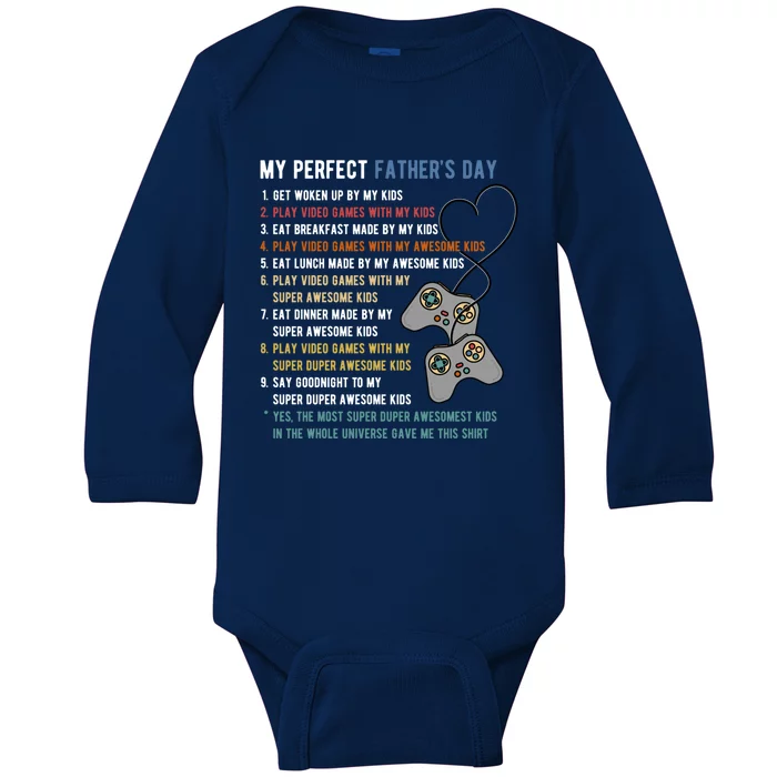 My Perfect Fathers Day Gamer Dad Gift Baby Long Sleeve Bodysuit