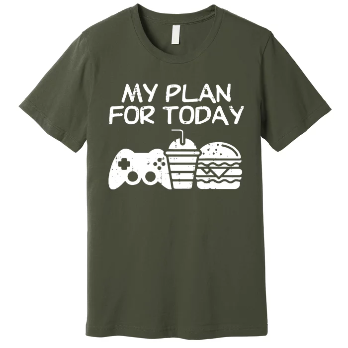 My Plan For Today Video Games Milk Tea Burger Food Lover Premium T-Shirt