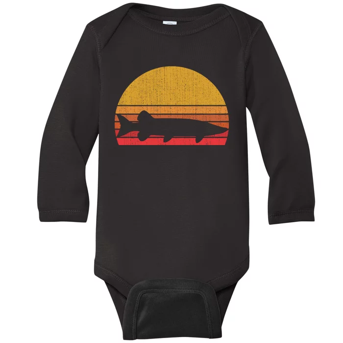 Muskie Picture Fisherman Apparel Fishing Muskie Whisperer Baby Long Sleeve Bodysuit