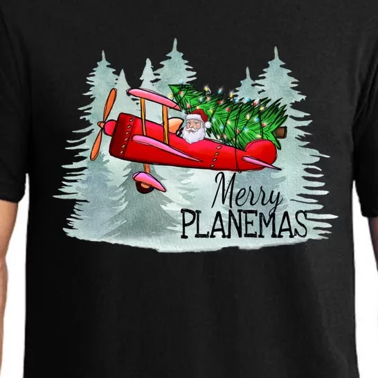 Merry Planemas Funny Pilot Airplane Christmas Cute Gift Captain Great Gift Pajama Set